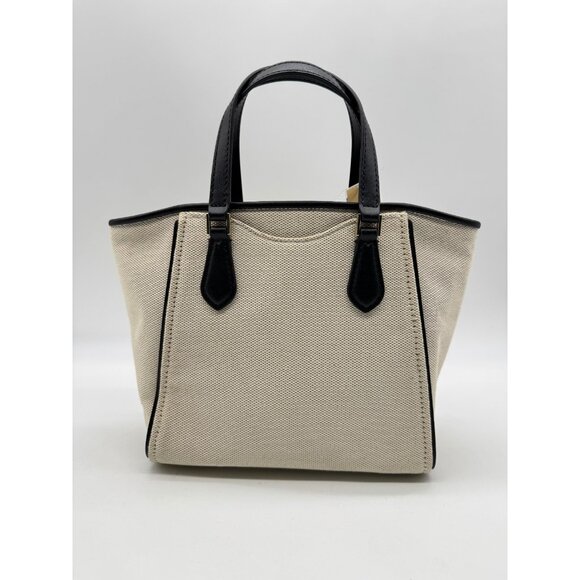 MICHAEL KORS Taryn canvas small tote crossbody bag- Natural/ Black - Picture 7 of 14